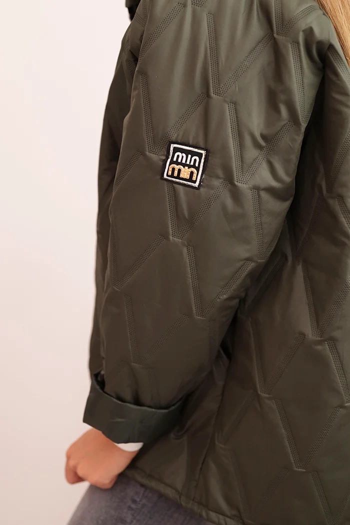 Kesi Włoski Women's quilted jacket with a hood khaki