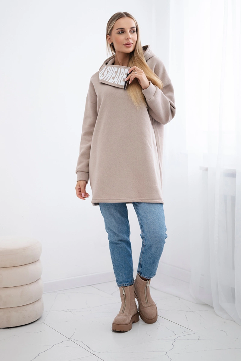 Reinforced hoodie in beige