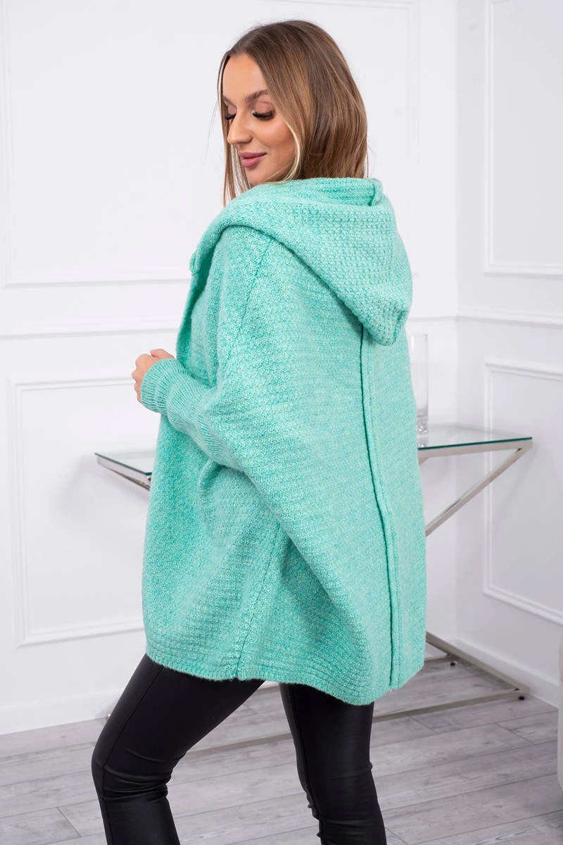 Hooded sweater with batwing sleeve light green
