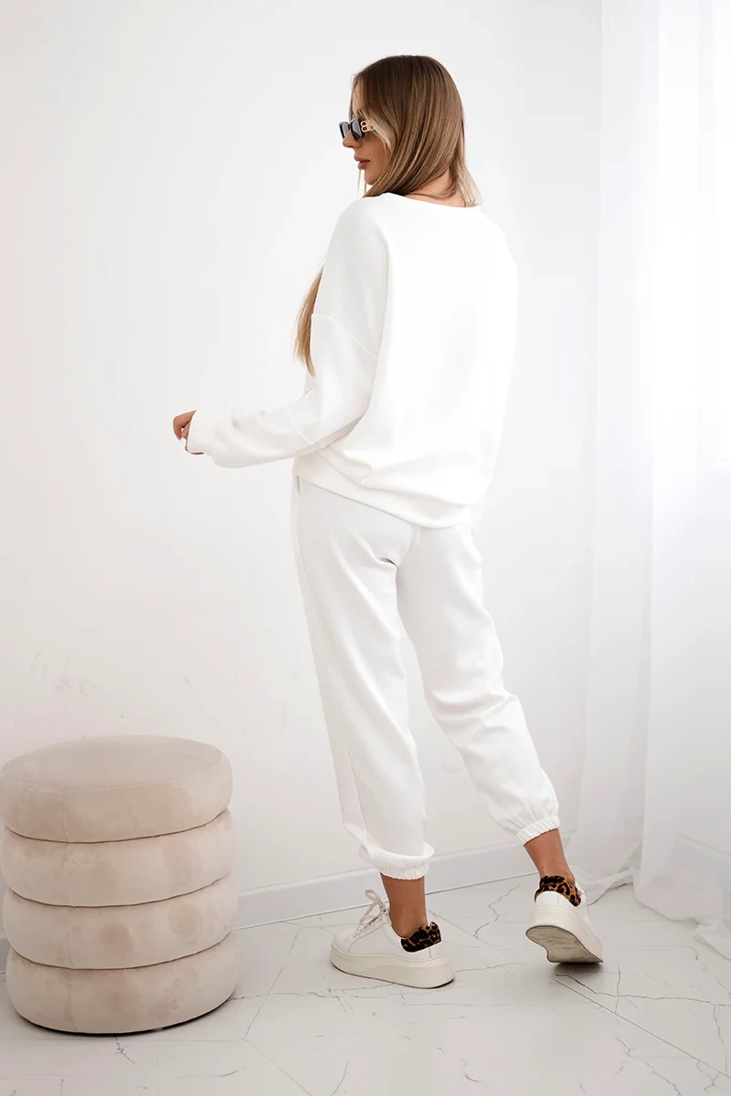 Kesi Włoski Set sweatshirt + pants buttery fabric white