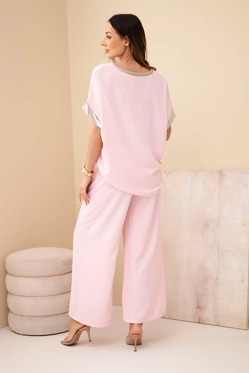Kesi Włoski Velvet set v ružovej so zlatými detailmi