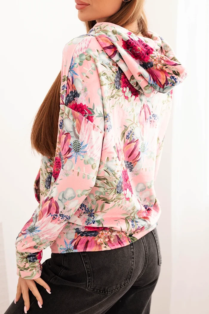 Velour hoodie in pink