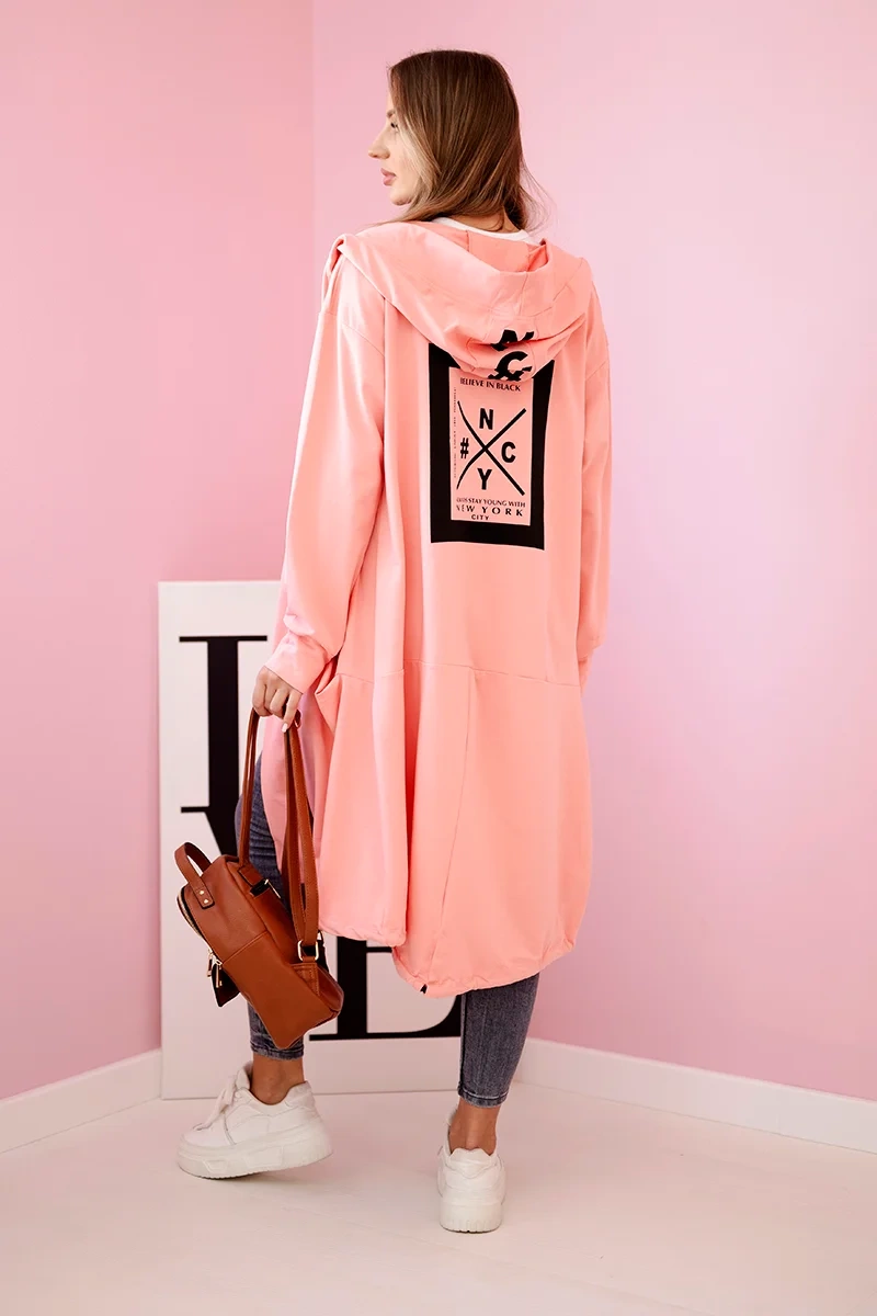 Oversized apricot cape with hood