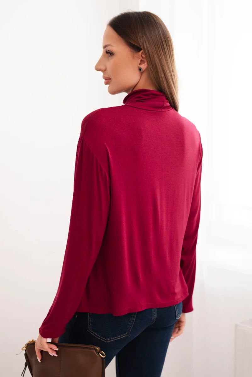 Kesi Włoski Women's viscose blouse with a turtleneck and long sleeves plum