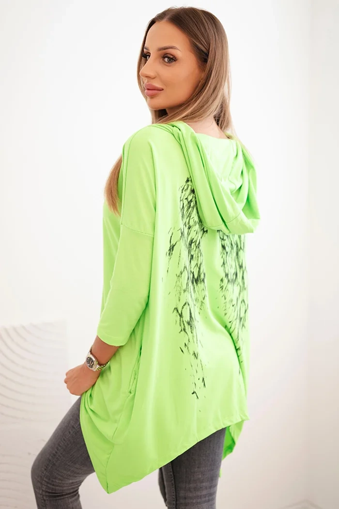 Kesi Sweatshirt with a print of wings green neon
