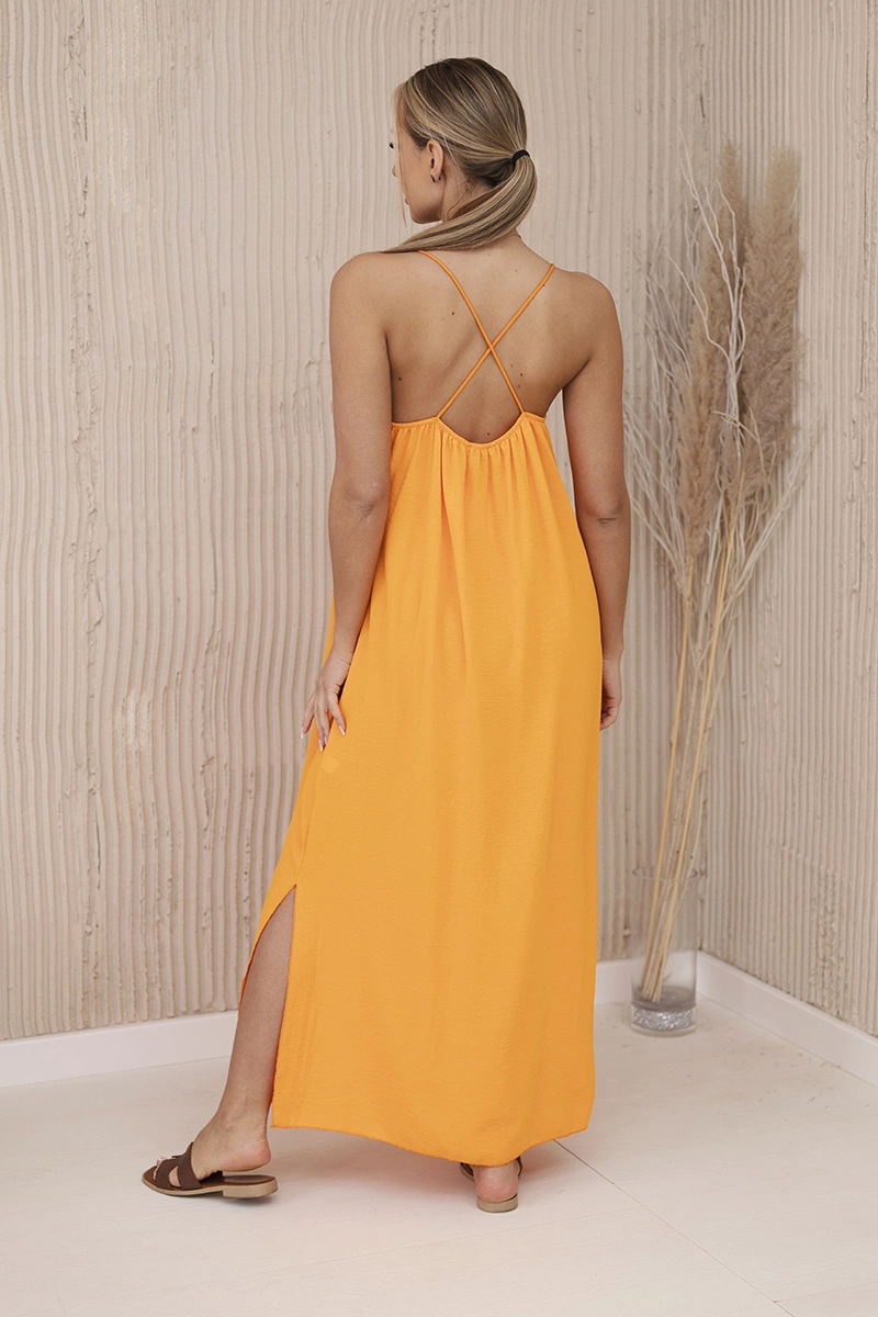 Kesi Włoski Long dress with straps orange