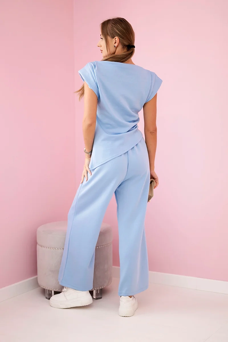 Kesi Włoski Set asymmetrical blouse + pants blue