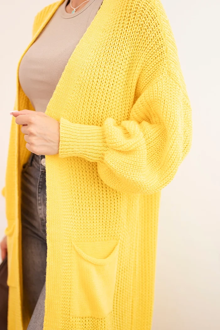 Kesi Włoski Long cardigan sweater dark yellow