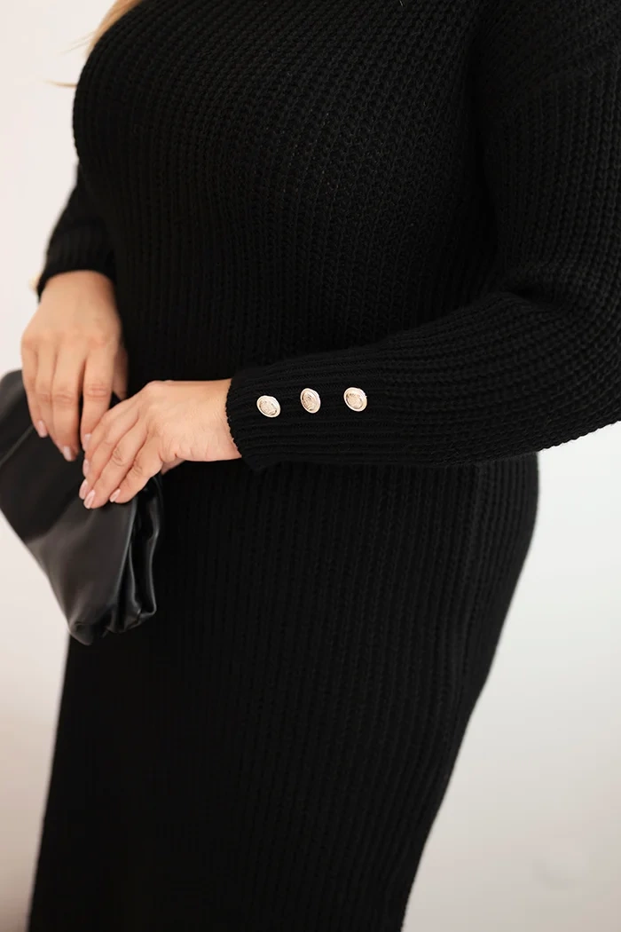 Kesi Włoski Women's Plus Size Sweater Dress with Mohair black