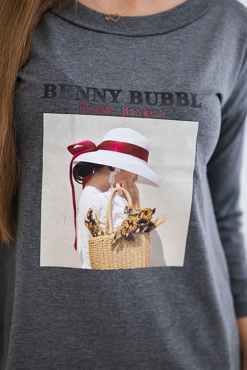 Dress with graphite print basket