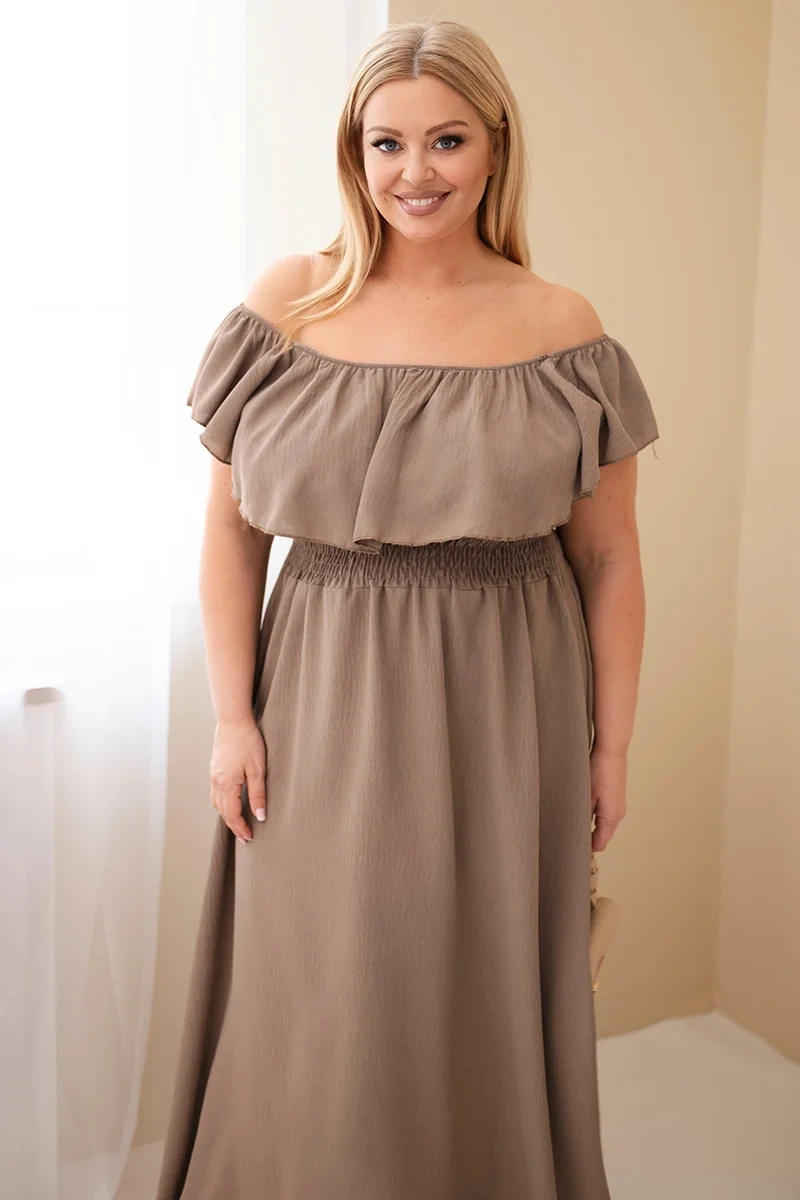 Dámské plus-size šaty s volánem a elastickým pasem