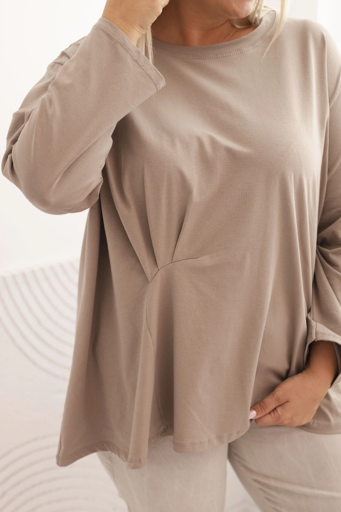 Kesi Włoski Dámska blúzka Plus Size z bavlnou s vreckom a zrolovaným rukávom kiwi