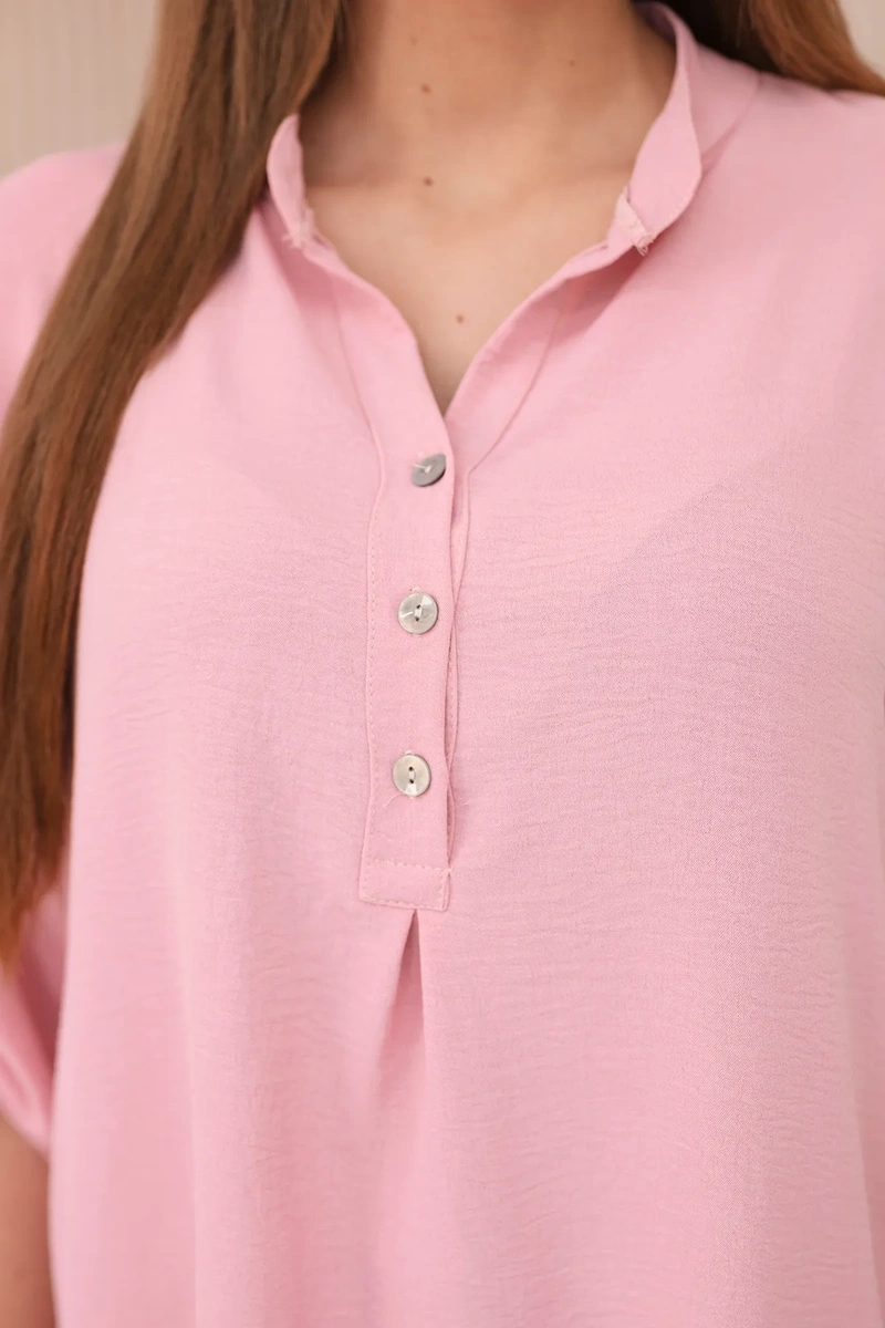 Blouse with a longer back powder pink