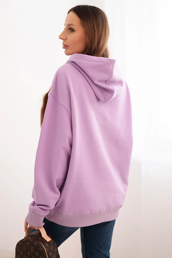 Kesi Włoski Women's cotton loop hoodie with kangaroo pocket purple