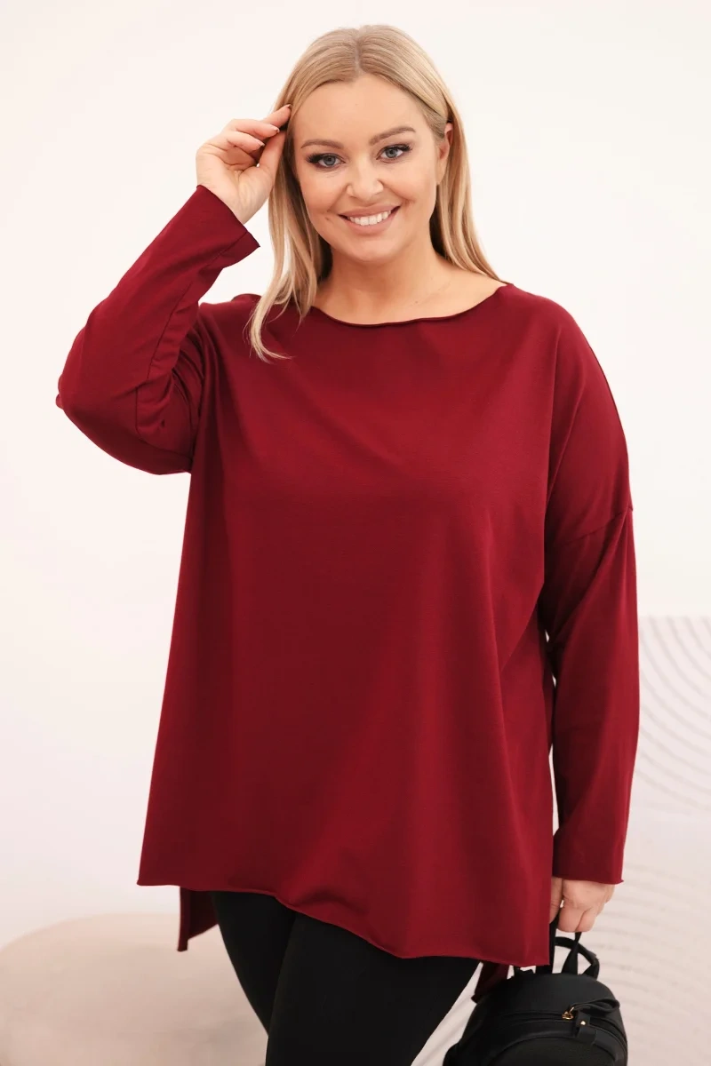 Asymetrická dámska blúzka Plus Size bordová