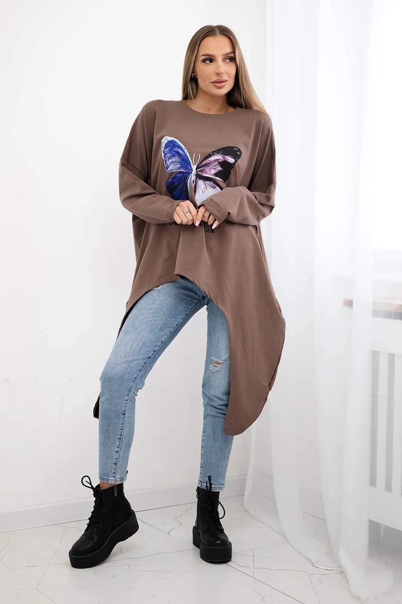 Oversize mocca print blouse