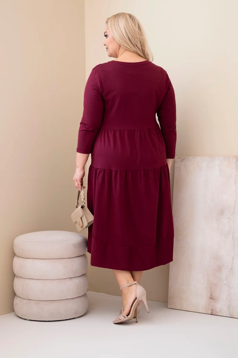 Plus size žlté šaty s volánmi a vyhrnutými rukávmi