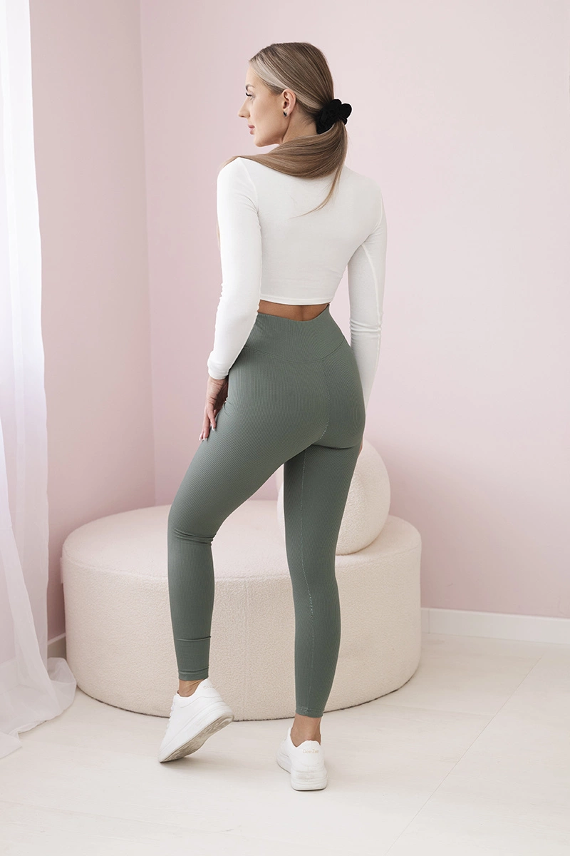 Striped leggings trousers dark mint