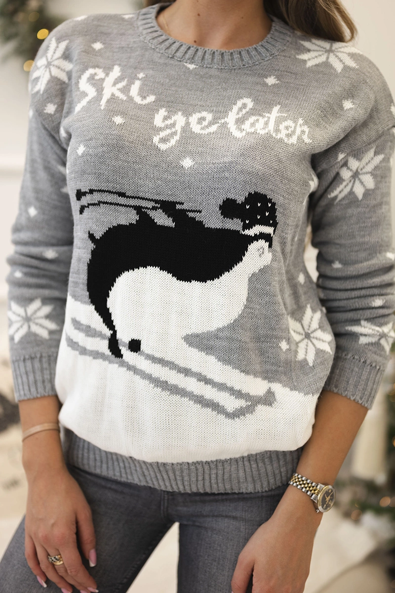 Grey sweater with Christmas motif