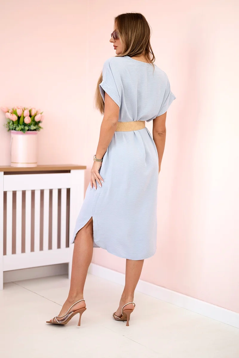 Kesi Włoski Dress with a decorative belt grey