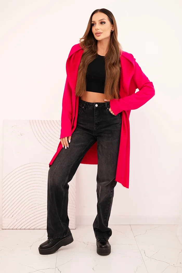 Kesi Women's cotton hoodie with an elongated front fuchsia