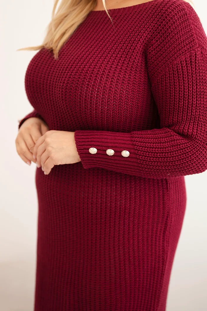 Kesi Włoski Plus Size women's sweater dress with mohair burgundy