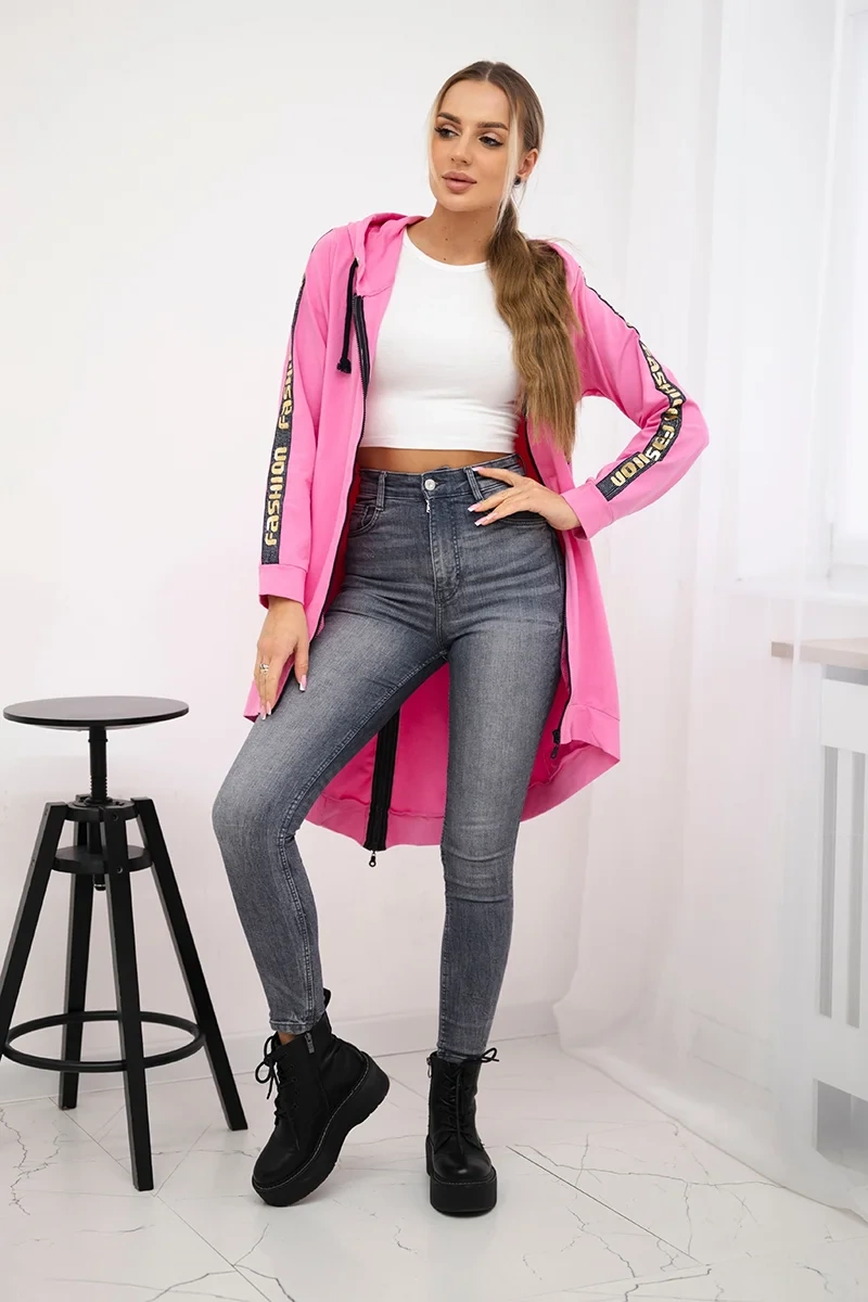 Sweatshirt with back zip light pink