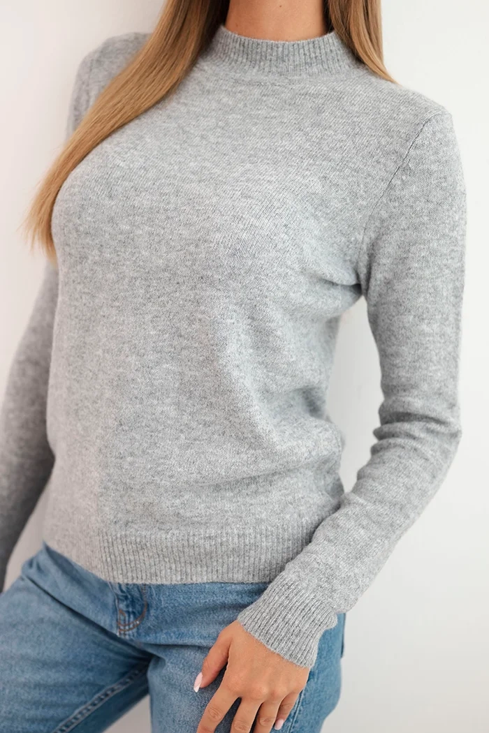 Kesi Włoski Women's sweater with a half-turtleneck made of soft knit gray