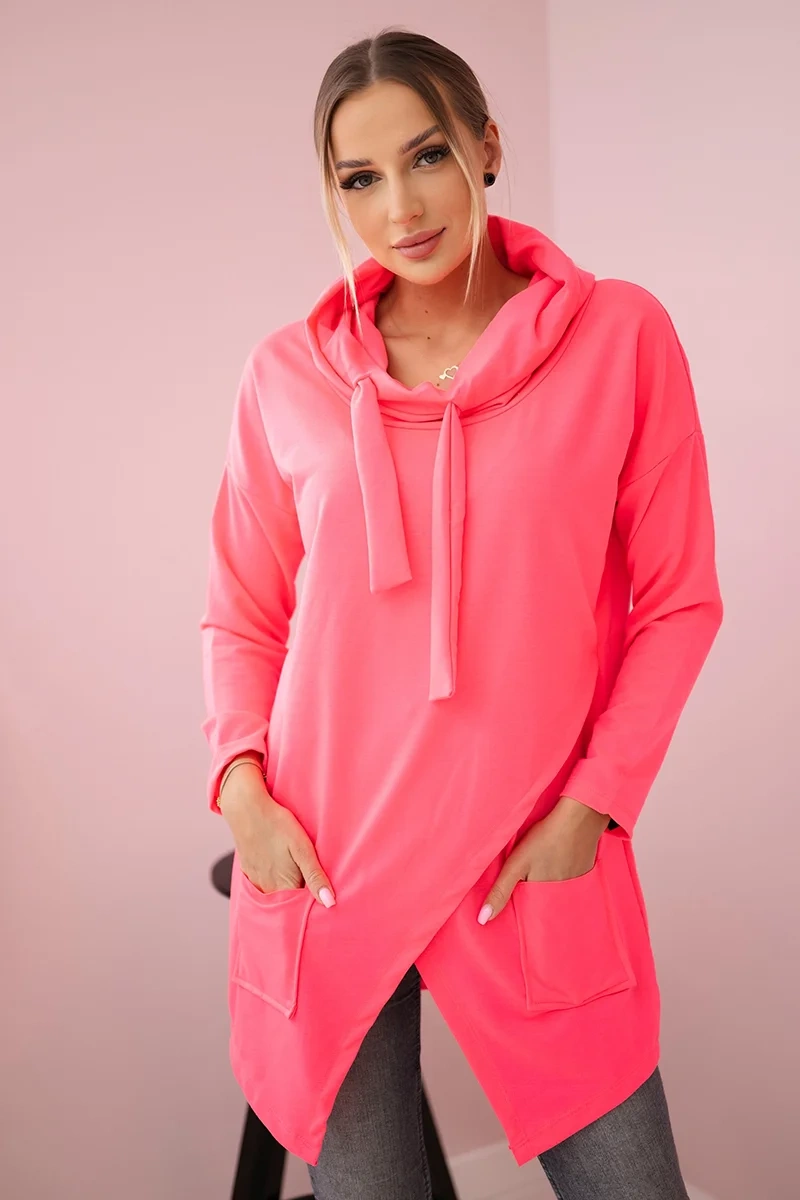 Tunic with clutch front Oversize pink neon