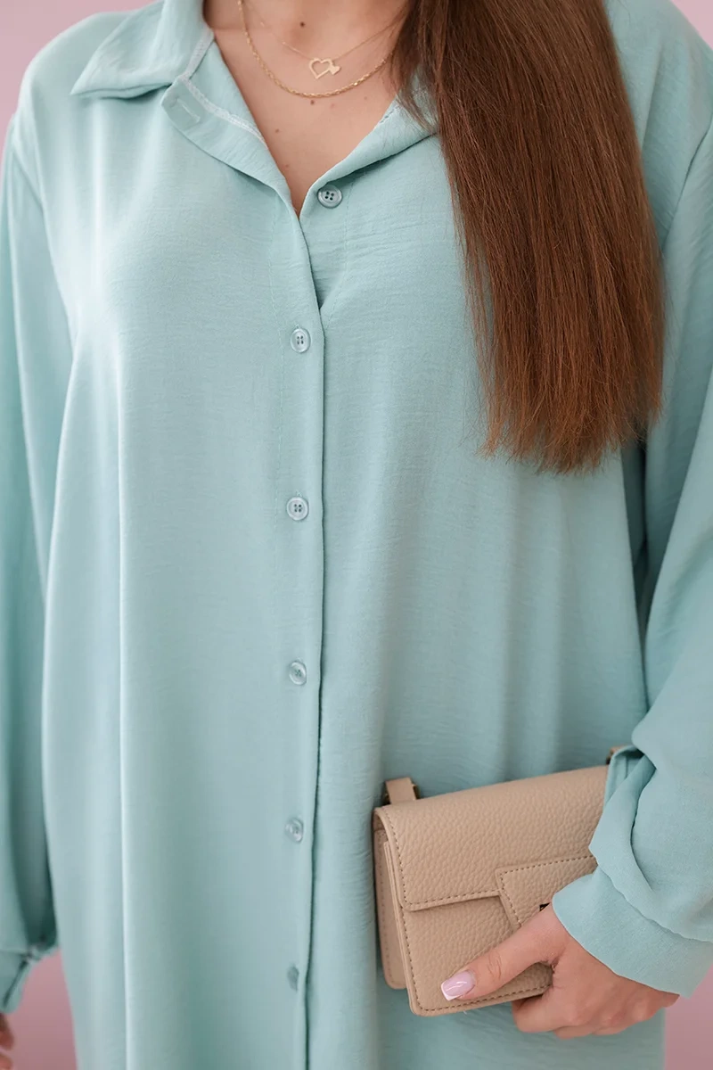Long shirt with dark mint viscose