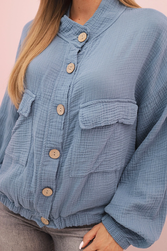 Kesi Włoski Women's muslin shirt with long sleeves denim