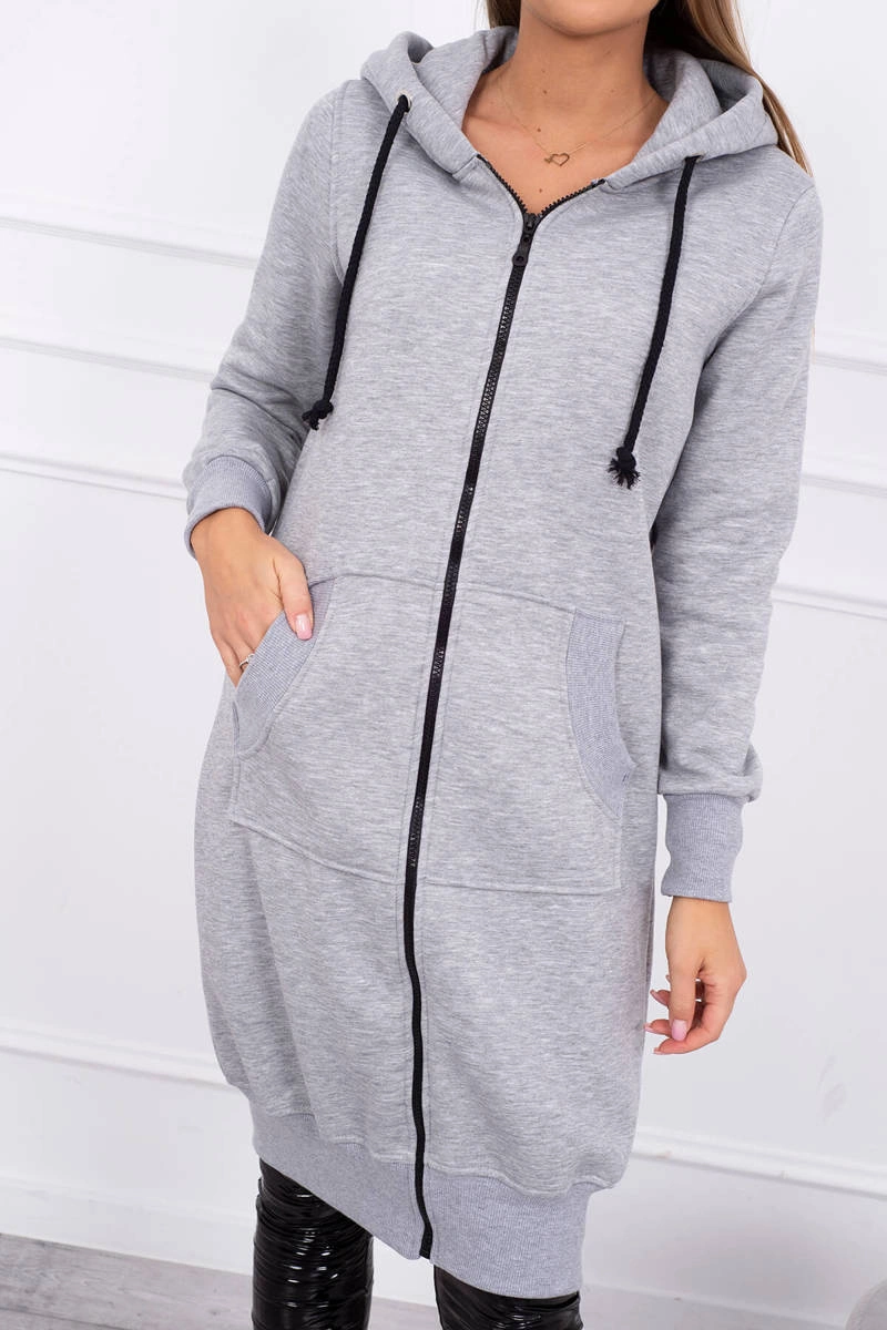 Kesi Long insulated sweatshirt with a hood gray