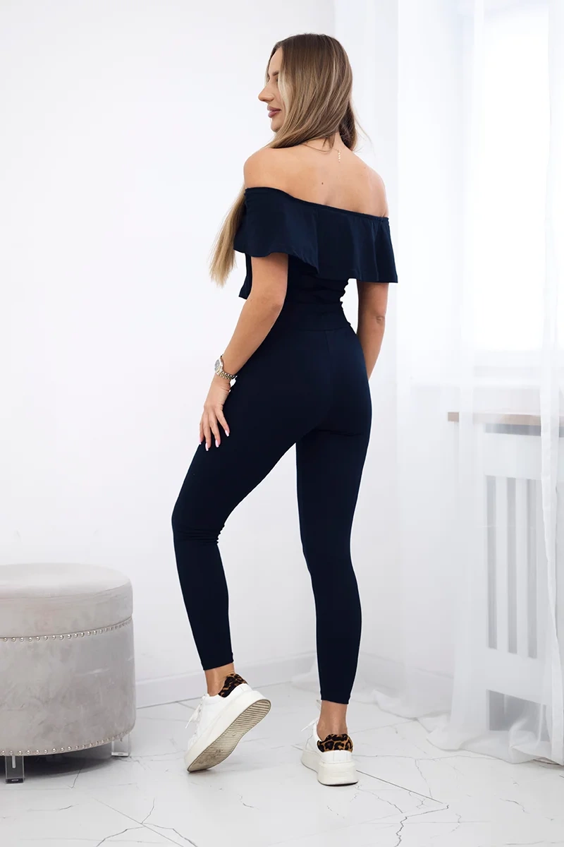 Set with frills navy blue