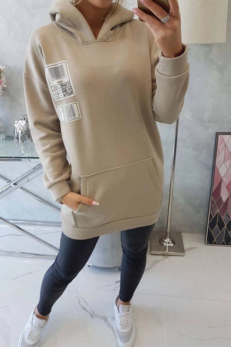 Kesi Hooded sweatshirt with patches beige