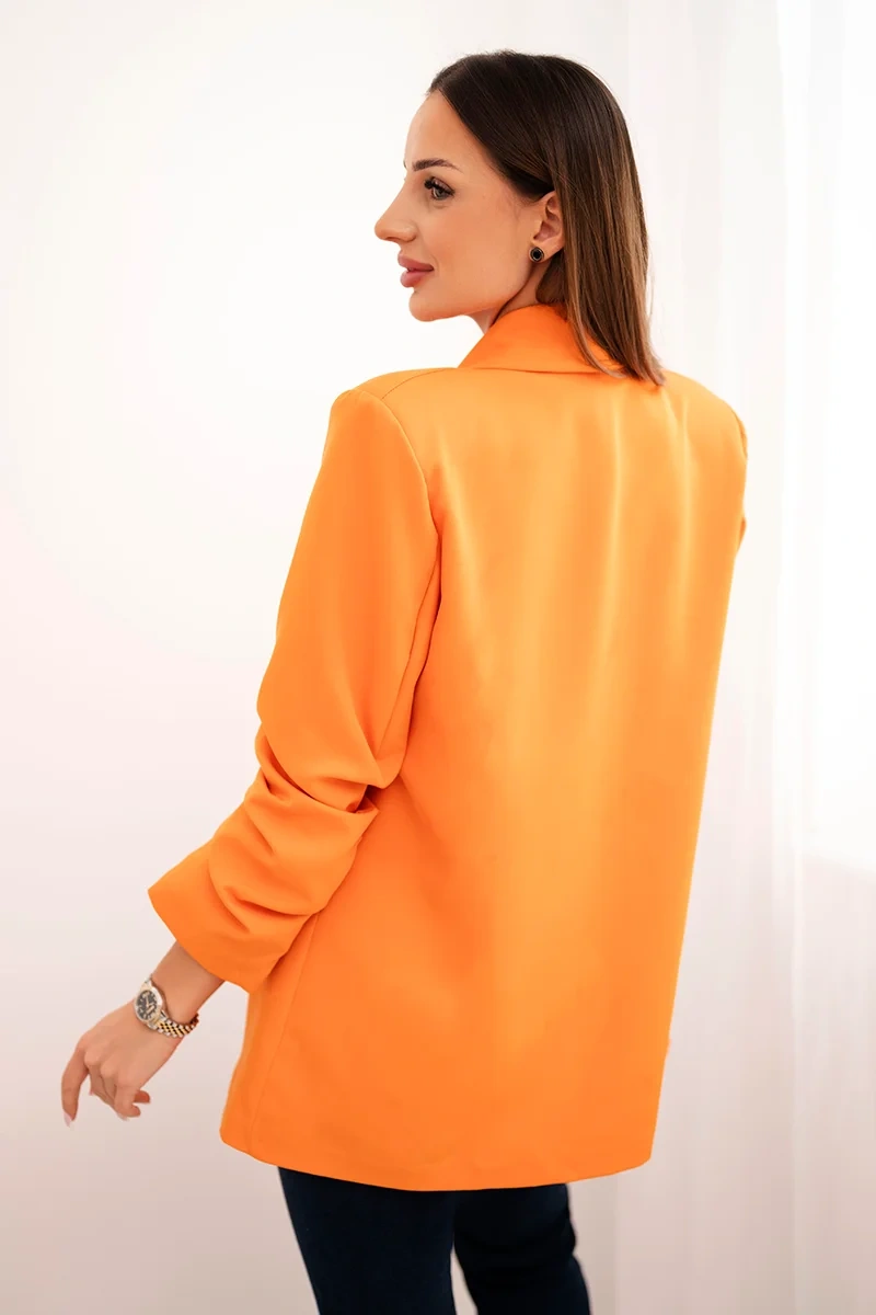 Kesi Włoski Elegantná bunda s chlopňami tmavo oranžová