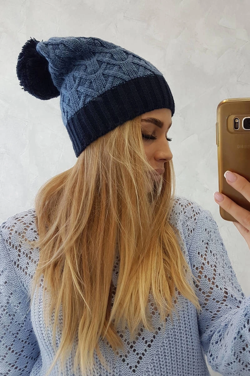Kesi Cap with fleece Bibiana K264 navy blue + jeans
