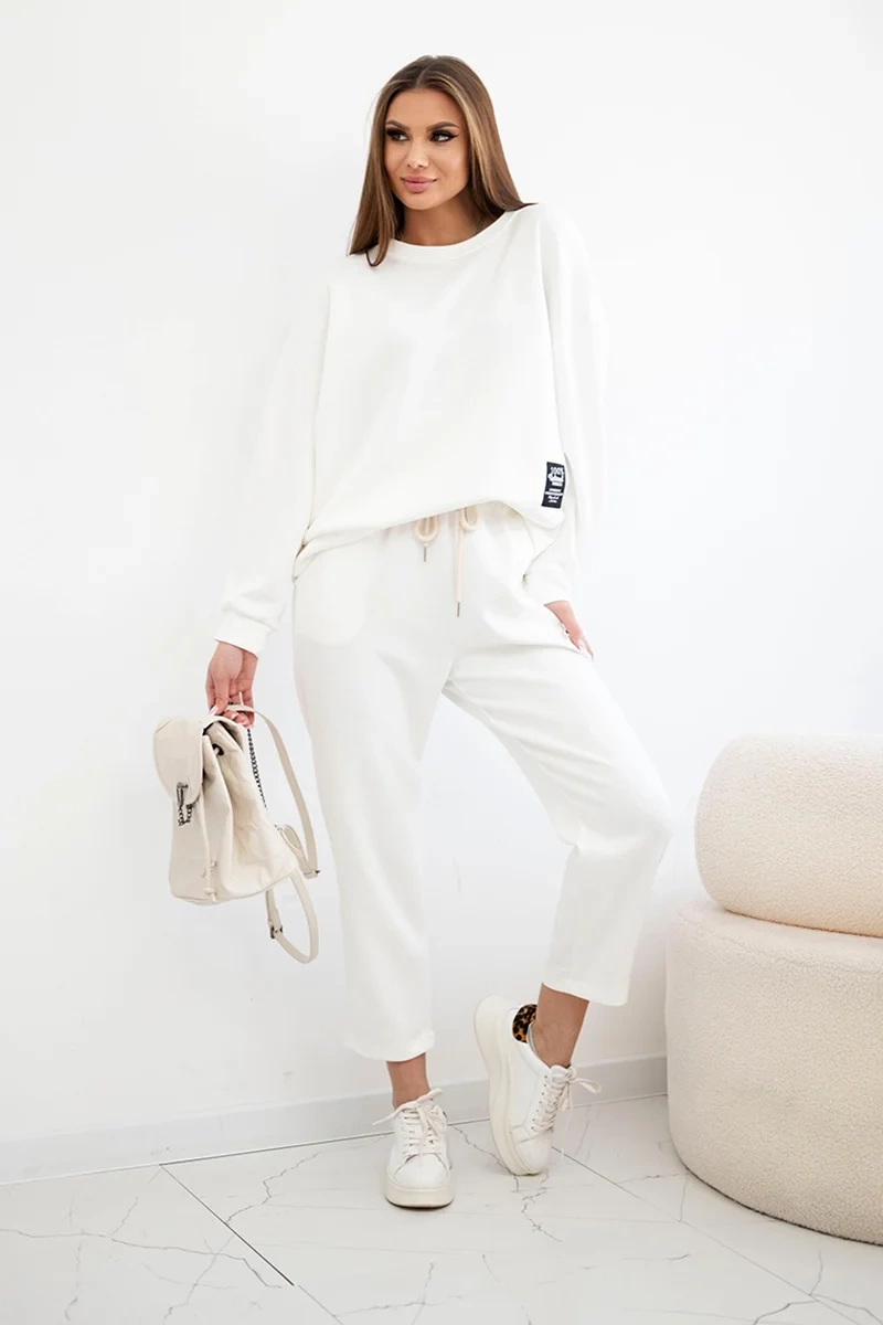 Kesi Włoski Buttery fabric set sweatshirt + pants ecru