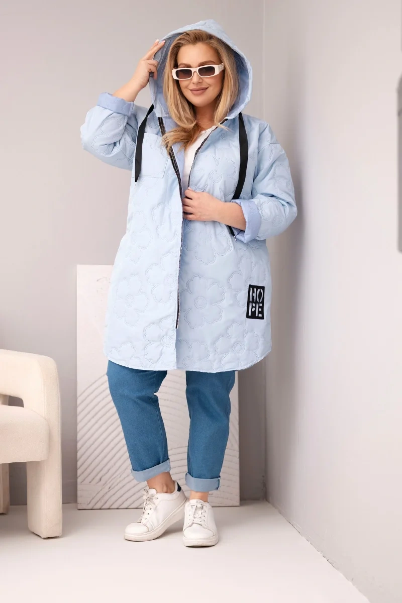 Kesi Plus Size prešívaná bunda s kapucňou HOPE modrá