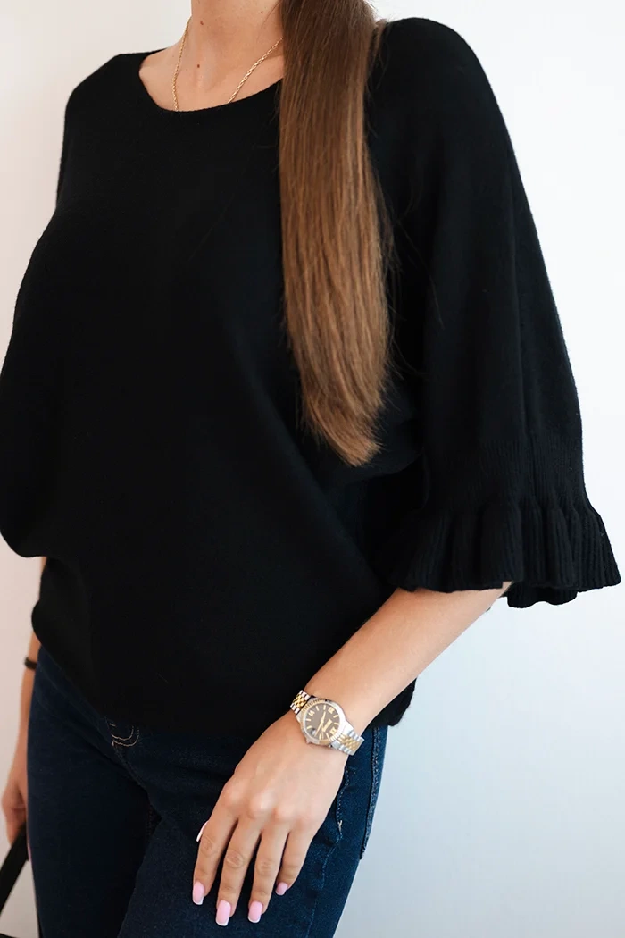 Kesi Włoski Women's sweater with decorative cuff black