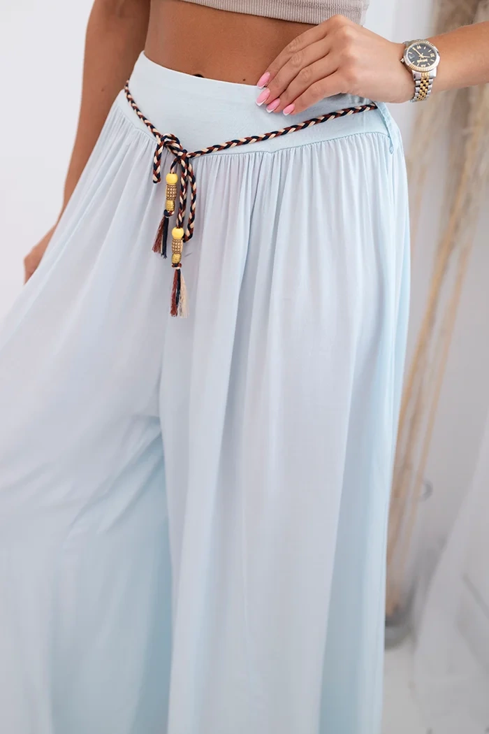 Kesi Włoski Women's wide-leg viscose trousers blue