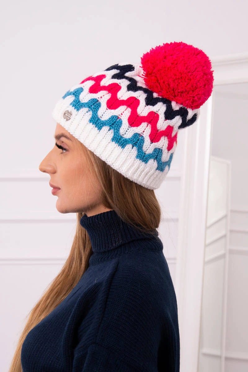 Women&#039;s cap Laila K283 white+fuchsia