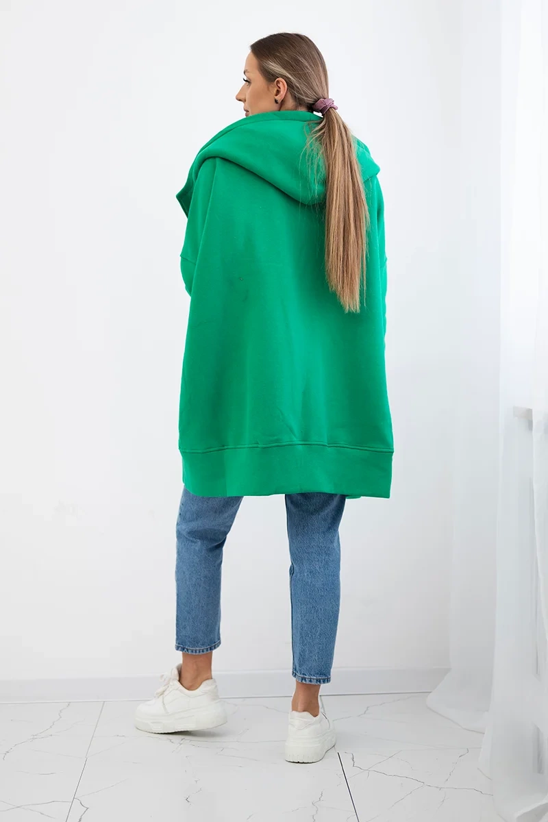 Insulated sweatshirt with zipper in green color