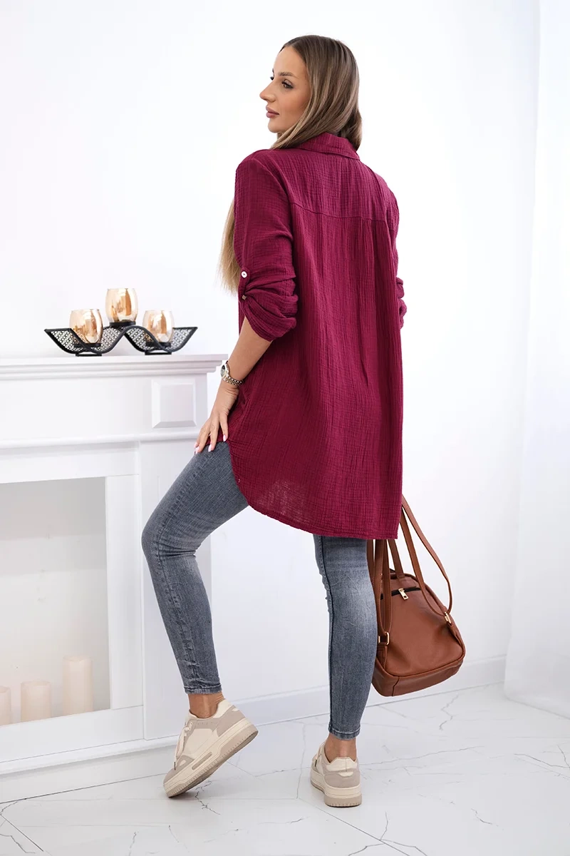 Kesi Włoski Cotton muslin shirt burgundy
