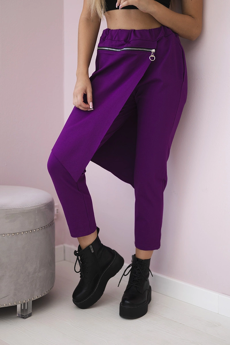Punto Milano winter pants with decorative zipper dark purple