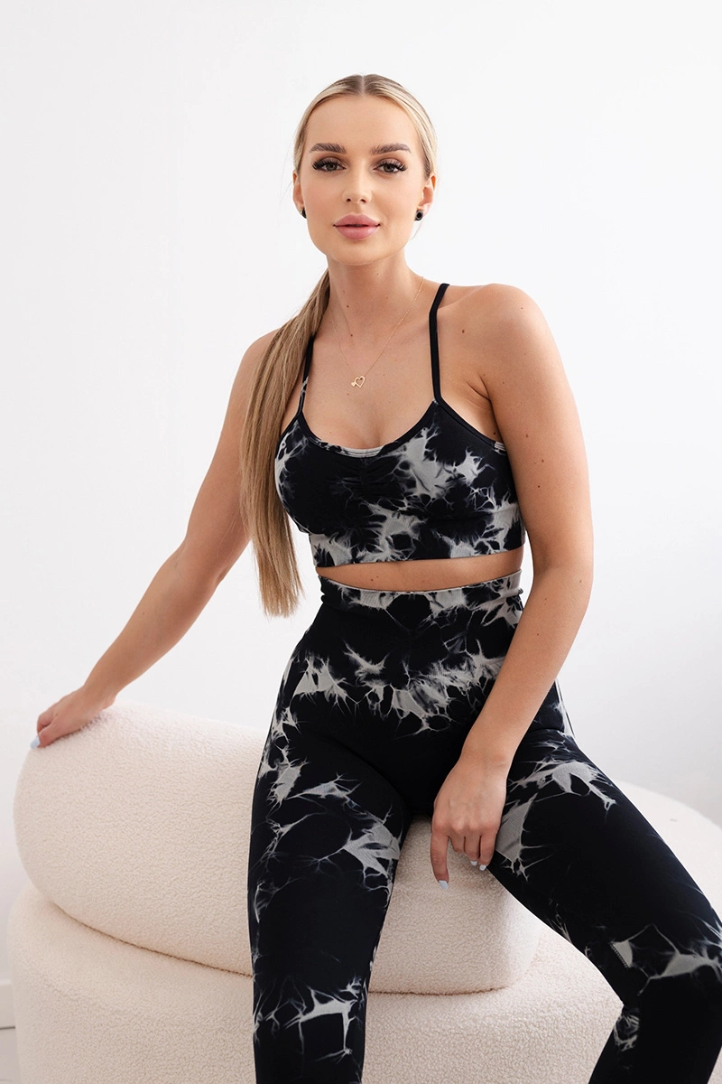 Dámské fitness set top + push up legíny - černá