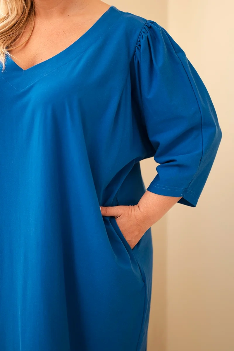 Kesi Dámske Plus Size Šaty s Vreckami v Nevädzovej Modrej