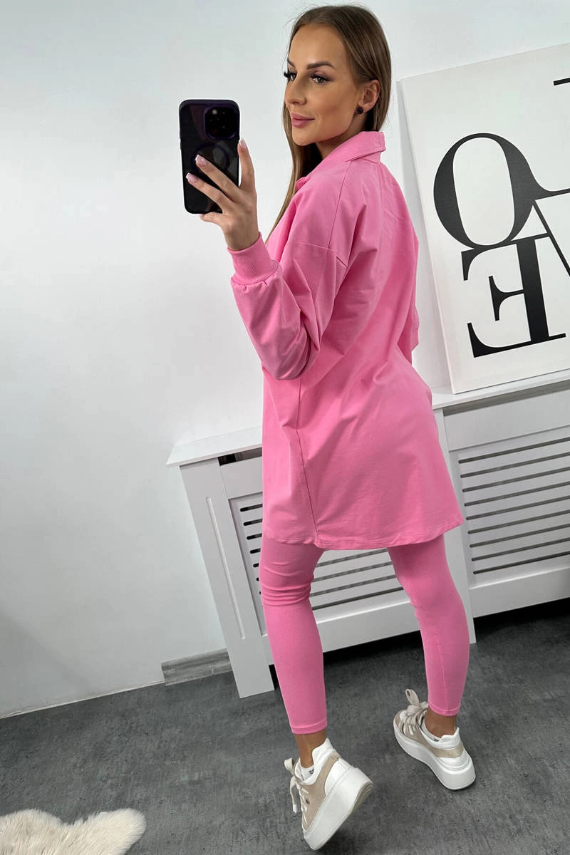 3-piece set of sweatshirt, top and leggings light pink