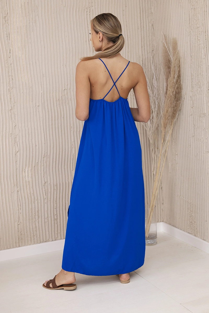 Kesi Włoski Long dress with straps cornflower blue