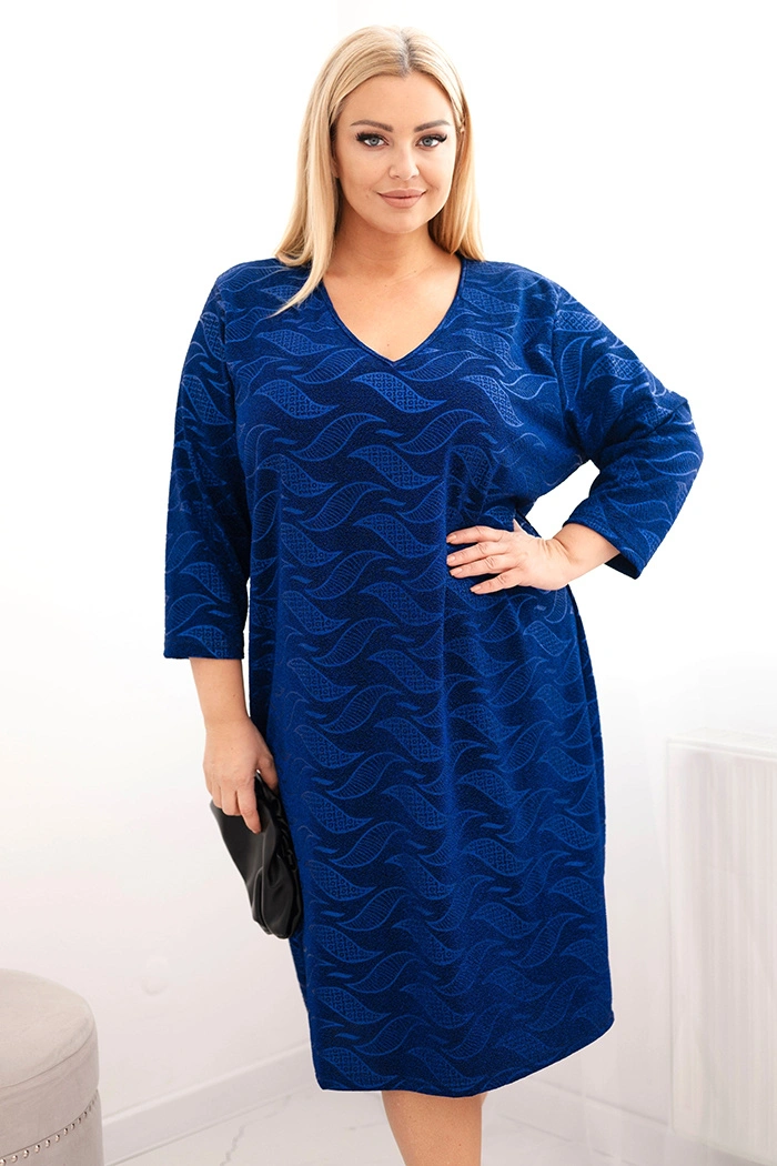 Kesi Dámska sukňa z žoržetu Plus Size s výstrihom V modrá