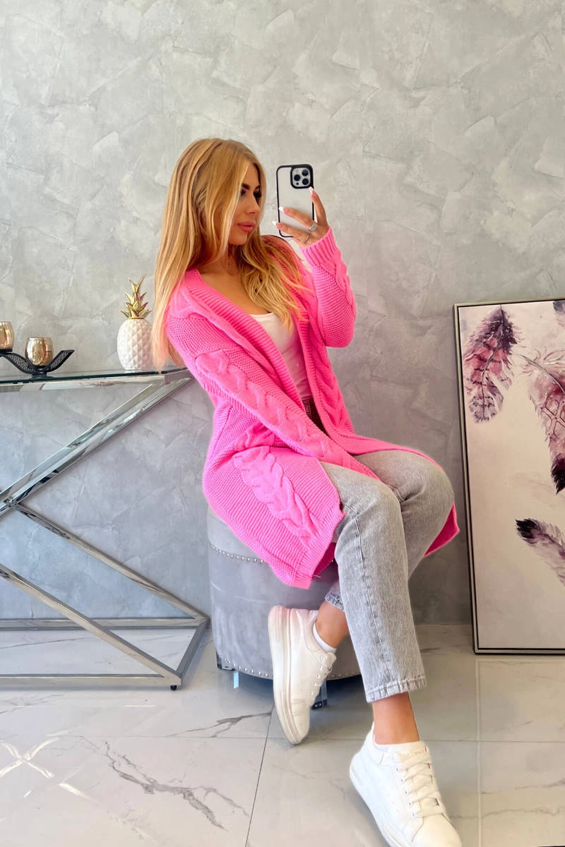 Cardigan sweater braid light pink